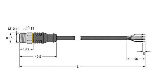 TURC RSCV4.5T-5/TFW Aktuator- und Sensorleitung / PP-EPDM, Anschlussleitung