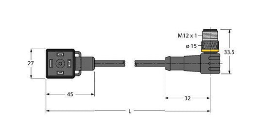 TURC VAS04-K81E-1.5-WSC5T/TEL Ventilsteckverbinder Bauform A, Verbindungsleitung
