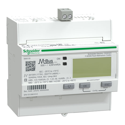 SE A9MEM3135 Energiezähler 3-Ph. 63A erweiterte Messfunktion M-Bus 1E/1A MID kon