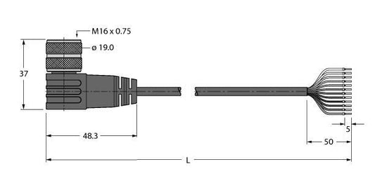 TURC BKWM19-E01-10/S90 Aktuator- und Sensorleitung, Anschlussleitung