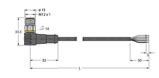 TURC WSCV4.5T-2/TFW Aktuator- und Sensorleitung / PP-EPDM, Anschlussleitung