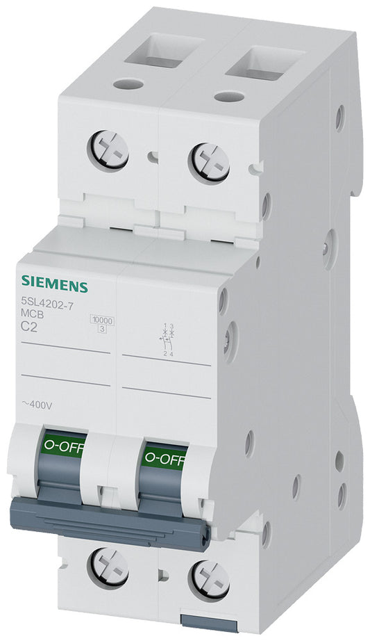 SIEM 5SL4202-7 Leitungsschutzschalter 400V 10KA, 2Polig, C, 2A