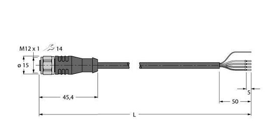 TURC RKSV4.4T-2/TFW Aktuator- und Sensorleitung / PP-EPDM, Anschlussleitung