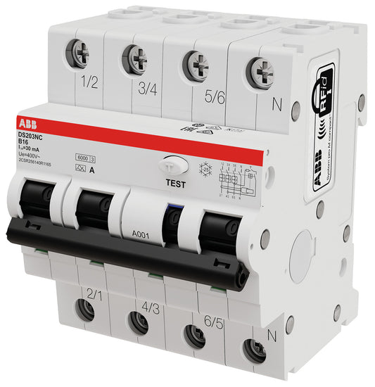 ABB DS203NCA-B16/0,03 FI/LS-Schalter DS203NCA-B16/0,03 6kA, 3P+N, Typ A, B 16, 3