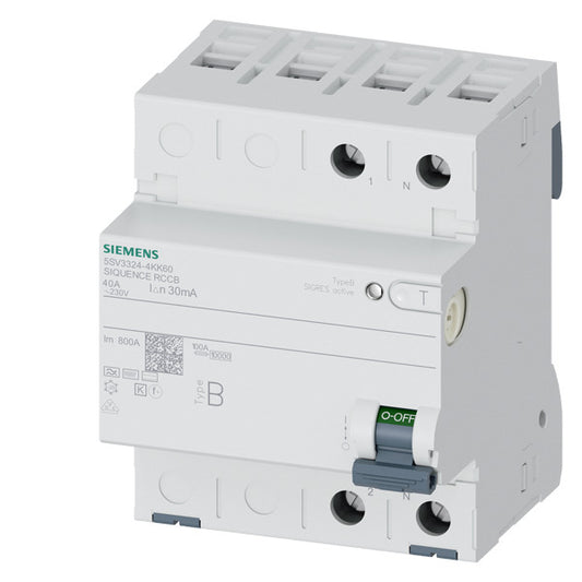 SIEM 5SV3324-4KK60 FI-Schutzschalter, 2-polig, Typ B, In: 40 A, 30 mA, 6mA DC, U