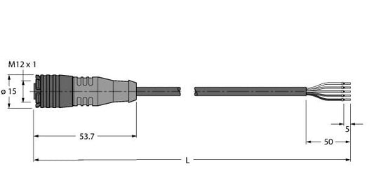 TURC RKC5Q-5/TXL Aktuator- und Sensorleitung / PUR - Schnellverschluss-Anschluss