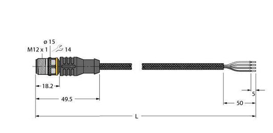 TURC RSC4.4T-5/TXL1001 Schweißfunkenbeständige Aktuator- und Sensorleitung Ansch