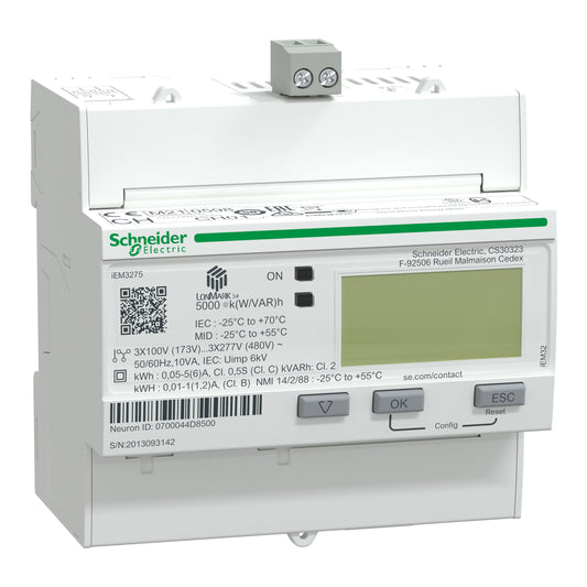 SE A9MEM3275 Energiezähler 3-Ph. 5A erweiterte Messfunktion LON 1E MID konform