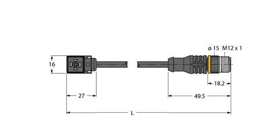 TURC VC8S22-T80E-2-RSC5.31T/TEL Ventilsteckverbinder Bauform C, Verbindungsleitu
