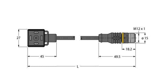 TURC VAS22-S80E-1-RSC5.31T/TXL Ventilsteckverbinder Bauform A Verbindungsleitung
