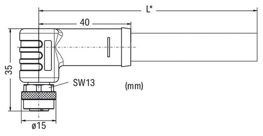 WAGO 756-3502/050-020 Power-Leitung, M12L-Buchse,winklig, 5-polig, Länge 2 m