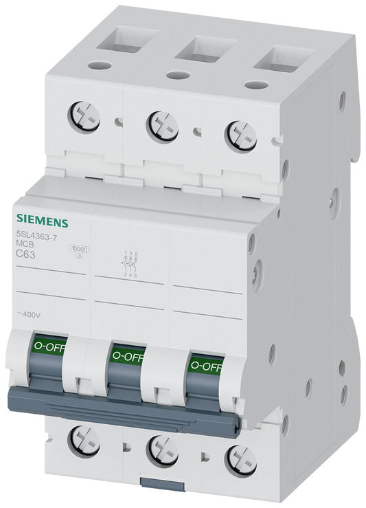 SIEM 5SL4363-7 Leitungsschutzschalter 400V 10KA, 3Polig, C, 63A