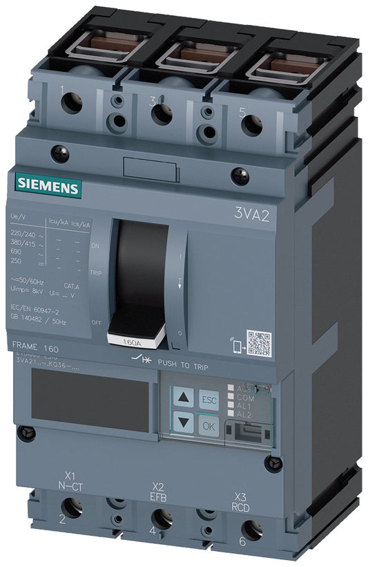 SIEM 3VA2116-0KQ36-0AA0 Leistungsschalter 3VA2 IEC Frame 160 Schaltvermögenklass