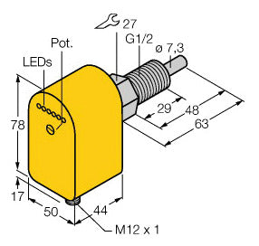 TURC FCS-GL1/2A4P-LIX-H1141 Strömungssensor Eintauchsensor mit integrierter Ausw