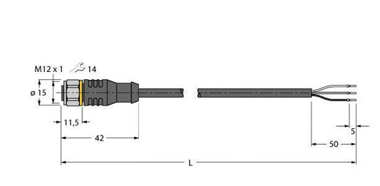 TURC RKCV4T-10/TFW Aktuator- und Sensorleitung / PP-EPDM, Anschlussleitung