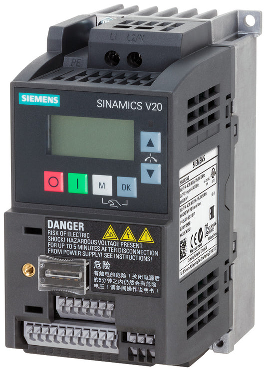 SIEM 6SL3210-5BB17-5BV1 SINAMICS V20 1AC200-240V-10/+10% 47-63Hz Nennleistung 0,