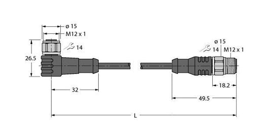 TURC WKCV4T-10-RSCV4T/TFW Aktuator- und Sensorleitung / PP-EPDM, Verbindungsleit