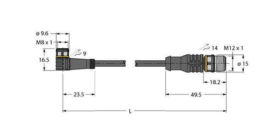 TURC PKW3M-5-RSC4T/TEL Aktuator- und Sensorleitung / PVC Verbindungsleitung