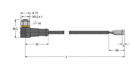 TURC WKCV4.4T-15/TFW Aktuator- und Sensorleitung / PP-EPDM, Anschlussleitung