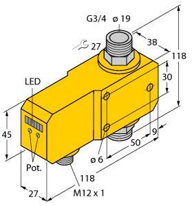 TURC FCI-D20A4P-LIX-H1141 Strömungssensor Inline-Sensor mit integrierter Auswert