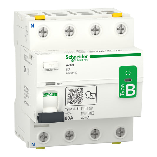 SE A9Z61480 Fehlerstrom-Schutzschalter Allstrom- sensitiv iID, 4P, 80A, Typ B-SI