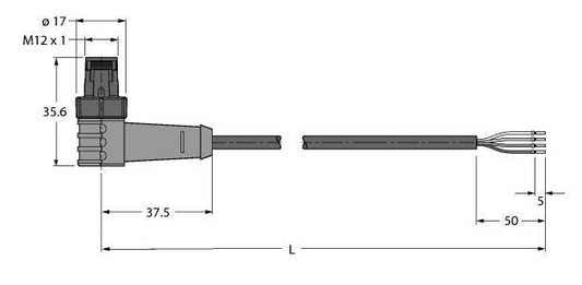 TURC WSC4.4Q-5/TXL Aktuator- und Sensorleitung / PUR - Anschlussleitung