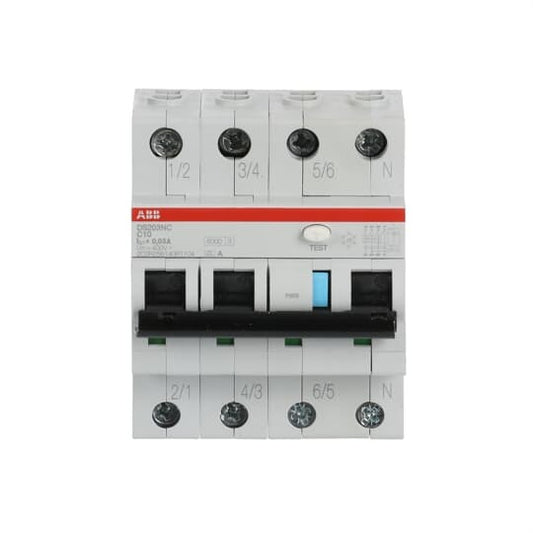 ABB DS203NCA-C10/0,03 FI/LS-Schalter DS203NCA-C10/0,03 6kA, 3P+N, Typ A, C 10, 3