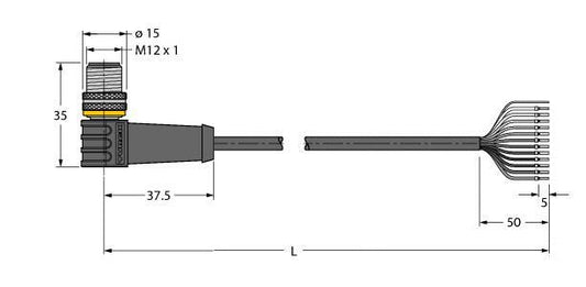 TURC WSS12T-5/TXL Aktuator- und Sensorleitung / PUR Anschlussleitung