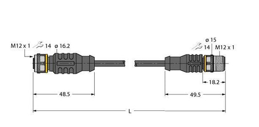 TURC RKC4.4T-P7X2-1-RSC4.4T/TXL Aktuator- und Sensorleitung PUR Verbindungsleitu