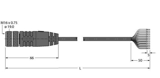 TURC BKM19-E01-10/S90 Aktuator- und Sensorleitung, Anschlussleitung