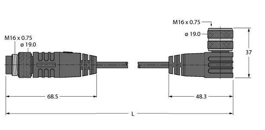 TURC BSM-BKWM19-E01-3/S90 Aktuator- und Sensorleitung, Verbindungsleitung