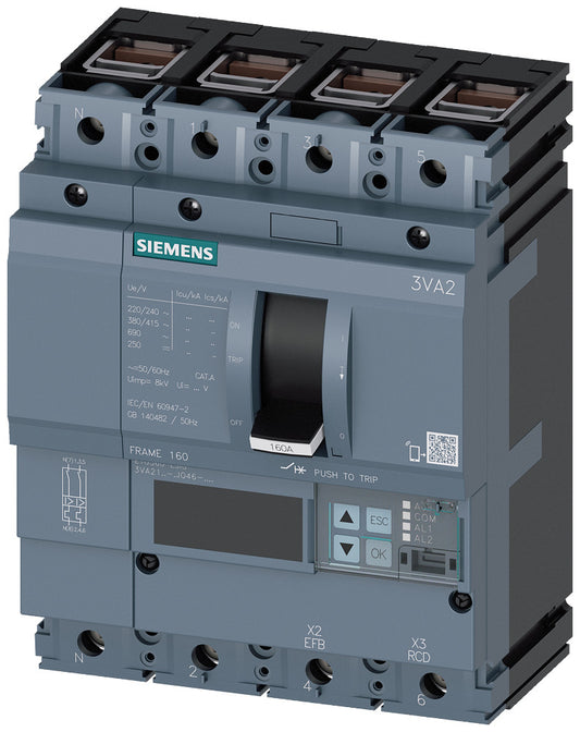 SIEM 3VA2140-6JQ46-0AA0 Leistungsschalter 3VA2 ICU=85kA @ 415V IN=40A Überlastsc
