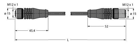 TURC HT-WAK4-5-HT-WAS4/S2430 Verbindungsleitung Kupplung M12x1 Stecker M12x1, Ho