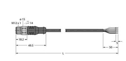 TURC RSCV5T-5/TFW Aktuator- und Sensorleitung / PP-EPDM, Anschlussleitung