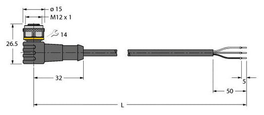 TURC WKC4T-10/TXL Sensor-/Aktorltg. PUR 3 adrig 10M M12 BU gew. 4pol. 4 pol.