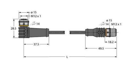 TURC WKC4.4T-P7X3.1-7.5-RSC4.4T/TXO3700 Aktuator- und Sensorleitung / PUR,Verbin
