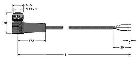 TURC HT-WWAK3-2/S2430 Anschlussleitung Kupplung M12x1, Hochtemperaturfest
