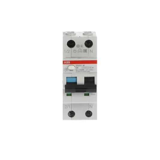 ABB DS201 M C6 A30 DS201MA-C6/0,03 FI/LS-Schalter 10kA, 1P+N, Typ A, C 6, 30mA